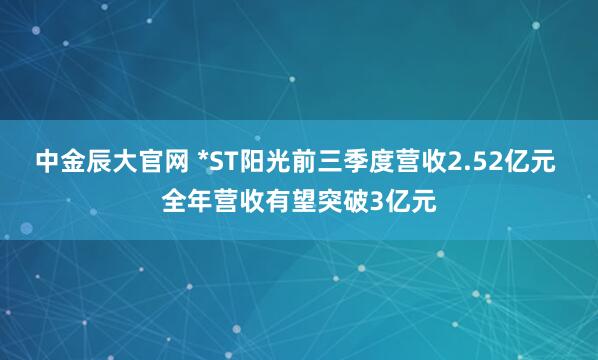 中金辰大官网 *ST阳光前三季度营收2.52亿元 全年营收有望突破3亿元